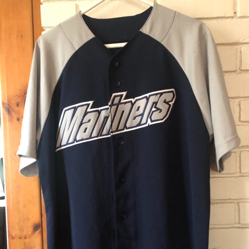 VTG  John Olerud Mariner Button Baseball Jersey LARGE